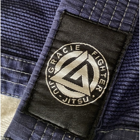 Gracie Fighter Kids BJJ Gi Uniform Blue M3 Jacket & Pants Jiu Jitsu Set Unisex - Picture 5 of 8